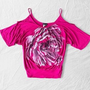 Y2K Wet Seal pink floral top with sequins